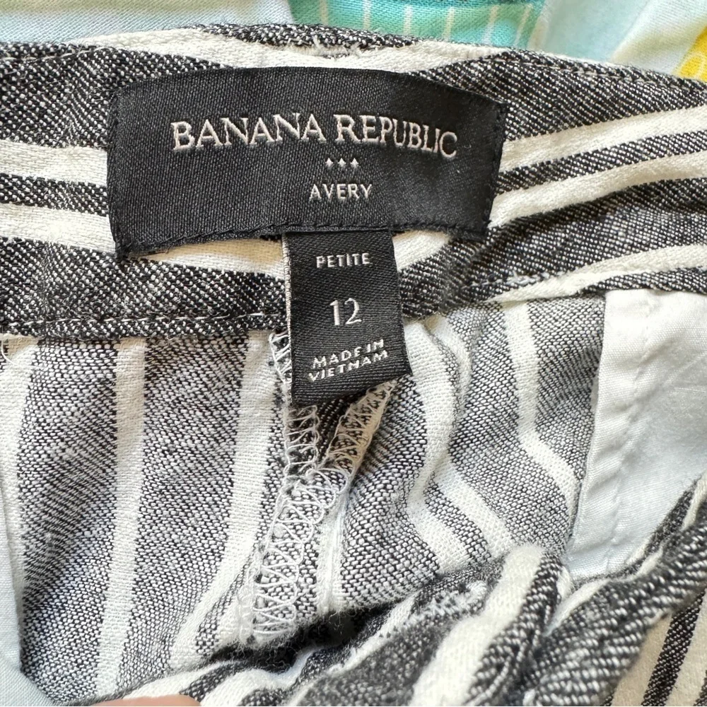 NWOT Banana Republic Avery Striped Linen Blend Tailored Ankle Pant Petite Sz 12